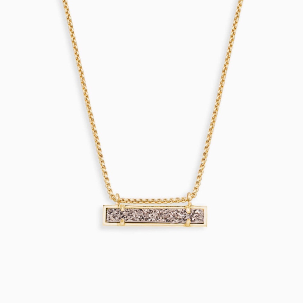 Kendra Scott Leonor Gold Necklace Platinum Drusy
